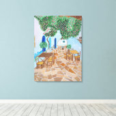 Santorini 1 canvas afdruk (Insitu (Houten vloer))