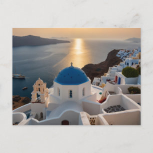 Santorini aan Zee Ansichtkaart Feestdagenkaart