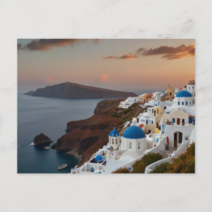 Santorini aan Zee Ansichtkaart Feestdagenkaart