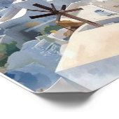 Santorini Aquarel Illustratie Reis Poster (Hoek)