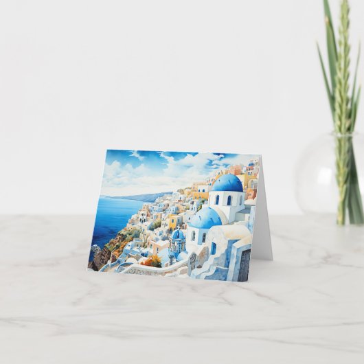 Santorini aquarel schilderij ontwerp. kaart (Voorkant)