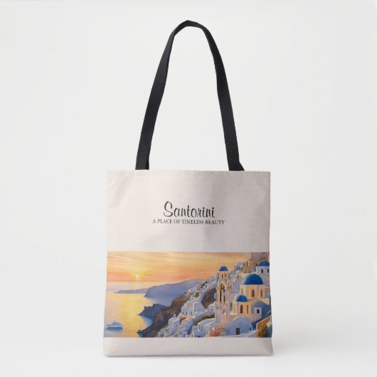 Santorini Aquarel Schouder Tote Tas (Voorkant)