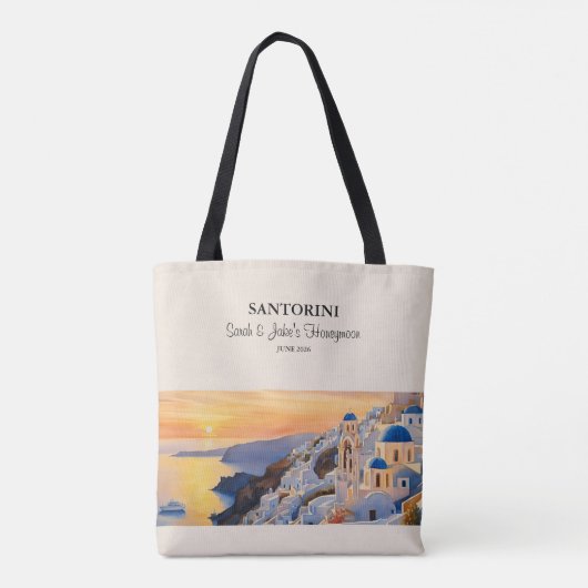 Santorini Aquarel Schouder Tote Tas (Achterkant)