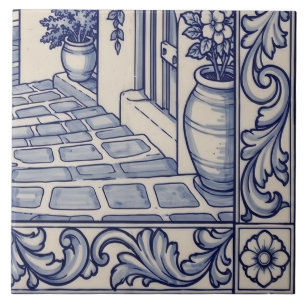 Santorini Azulejo Mozaïektegel 6 van 6 Rechtsonder Tegeltje