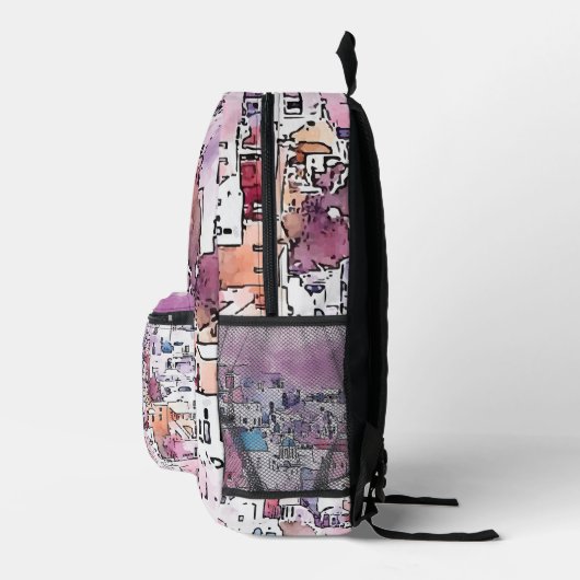 "Santorini". Bedrukte Rugzak (Rechts)