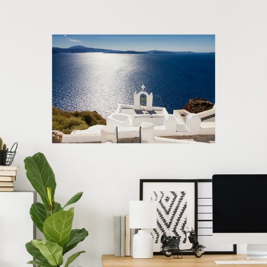 Santorini - Bell-toren in het poster Oia (Thuiskantoor)