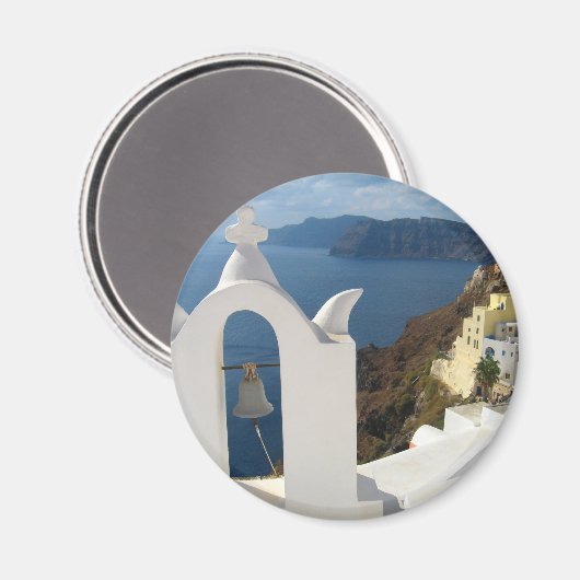 Santorini Bell Tower in de middags van de zon Magneet (Voorkant / Achterkant)