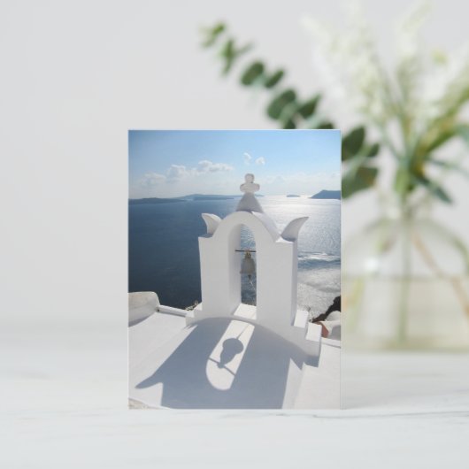Santorini Bell Tower maakt schaduw Briefkaart (Staand voorkant)