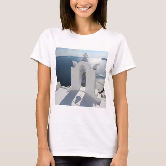 Santorini Bell Tower maakt schaduw T-shirt (Voorkant)