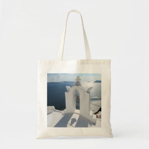 Santorini Bell Tower maakt schaduw Tote Bag