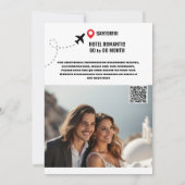 Santorini bestemming bruiloft save the date modern (Achterkant)