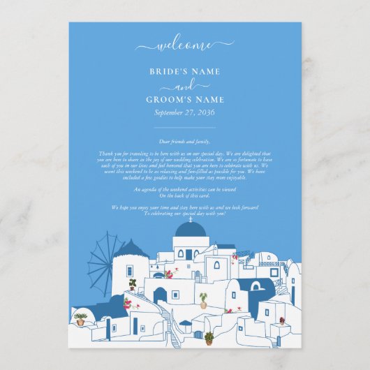 Santorini Bestemming Griekenland Huwelijksreis Programmakaart (Voorkant)