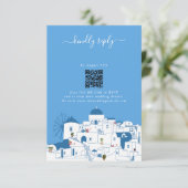 Santorini Bestemming Grieks Eiland Bruiloft Informatiekaartje (Staand voorkant)