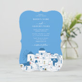 Santorini Bestemming Grieks Eiland Bruiloft Kaart (Staand voorkant)