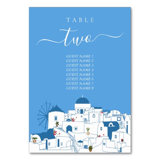 Santorini Bestemming Grieks Eiland Bruiloft Kaart (Voorkant)