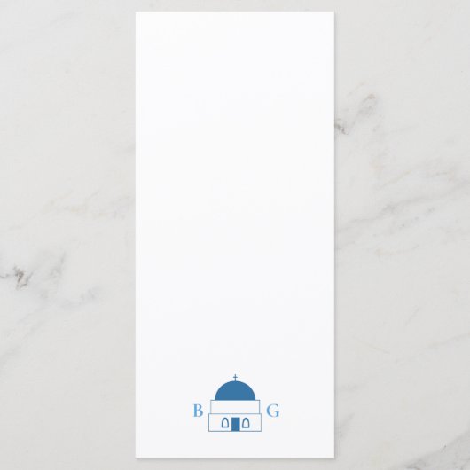 Santorini Bestemming Grieks Eiland Bruiloft Menu (Achterkant)