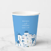 Santorini Bestemming Grieks Eiland Bruiloft Papieren Bekers (Achterkant)