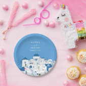 Santorini Bestemming Grieks Eiland Bruiloft Papieren Bordje (Feest)