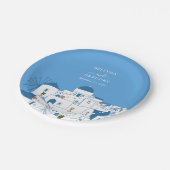 Santorini Bestemming Grieks Eiland Bruiloft Papieren Bordje (Gekanteld)