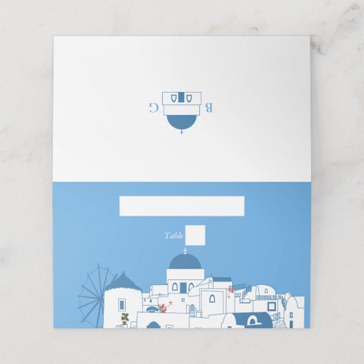 Santorini Bestemming Grieks Eiland Bruiloft Plaatskaartje (Buitenkant ongevouwen)