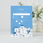 Santorini Bestemming Grieks Eiland Bruiloft RSVP Kaartje (Staand voorkant)
