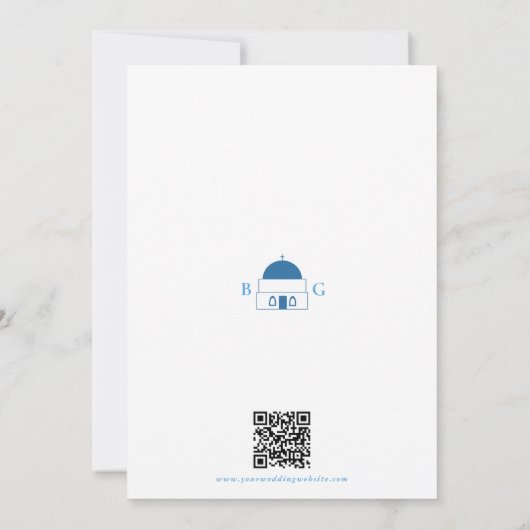 Santorini Bestemming Grieks Eiland Bruiloft Save The Date (Achterkant)