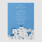 Santorini Bestemming Grieks Eiland Bruiloft Vellum Uitnodigingen (Voorkant)