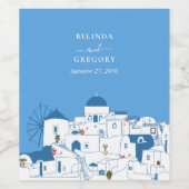 Santorini Bestemming Grieks Eiland Bruiloft Wijn Etiket (Enkel label)