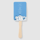 Santorini Bestemming Griekse Eiland Trouwprogramma Handwaaier (Voorkant)