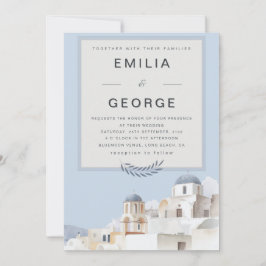 Santorini Bestemming Trouwen | Blauw & Wit Kaart