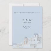 Santorini Bestemming Trouwen | Blauw & Wit Kaart (Achterkant)