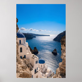 Santorini Blau Horizon Poster