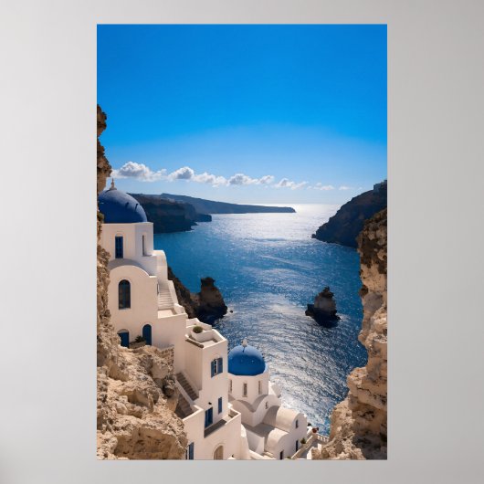 Santorini Blau Horizon Poster (Voorkant)