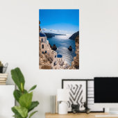 Santorini Blau Horizon Poster (Thuiskantoor)