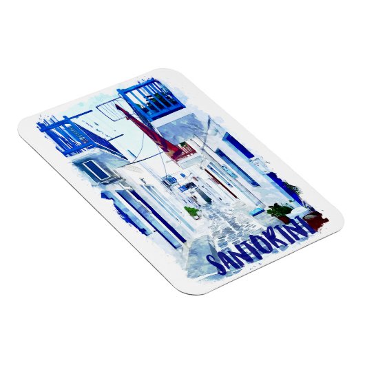 Santorini Blauw en Wit Reisfoto Magneet (Rechterzijde)