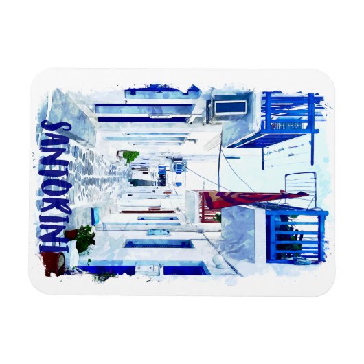 Santorini Blauw en Wit Reisfoto Magneet (Horizontaal)