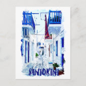 Santorini Blauw en Wit Reizen Briefkaart (Voorkant)