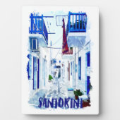 Santorini Blauw en Wit Reizen Fotoplaat (voorkant)