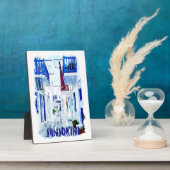 Santorini Blauw en Wit Reizen Fotoplaat (Zijkant)