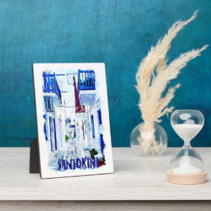 Santorini Blauw en Wit Reizen Fotoplaat