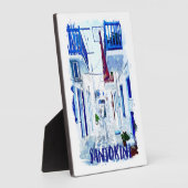 Santorini Blauw en Wit Reizen Fotoplaat (Zijkant)