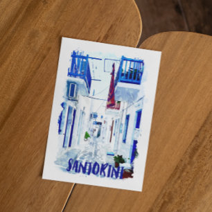 Santorini Blauw en Wit Reizen Kaart
