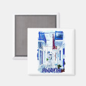Santorini Blauw en Wit Reizen Magneet (Voorkant / Achterkant)