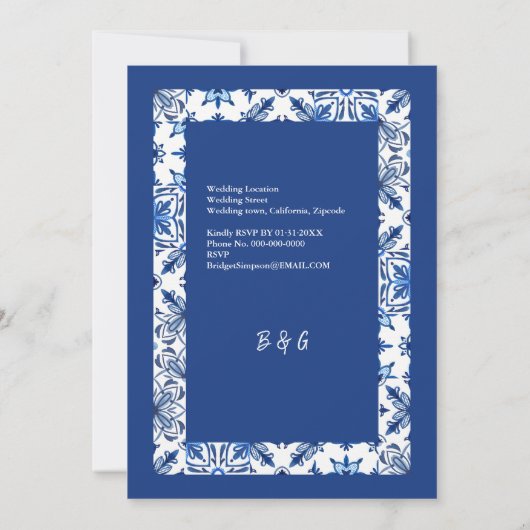 Santorini Blauw Grieks Huwelijk Kaart (Achterkant)