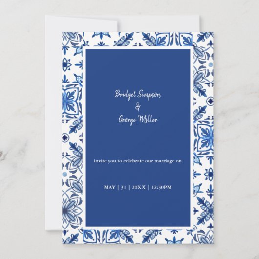 Santorini Blauw Grieks Huwelijk Kaart (Voorkant)