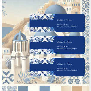 Santorini Blauw wit Mediterraan Huwelijksadres Etiket