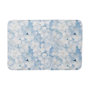 Santorini Blauw Witte Bloemen Badmat