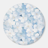 Santorini Blauw Witte Bloemen Magneet (Voorkant)
