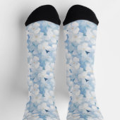 Santorini Blauw Witte Bloemen Sokken (Top)