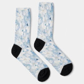 Santorini Blauw Witte Bloemen Sokken (Rechts)